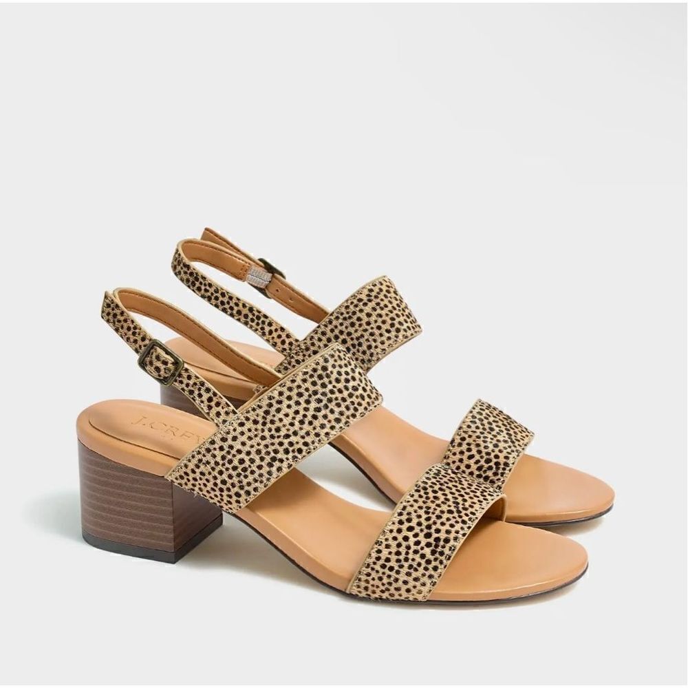J.Crew Calf Hair Low Block-Heel Scandals Black Tan Leopard 5.5